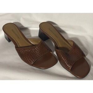 Naturalizer Brown Woven Leather Open Toe Sandle Mule Women's Sz 8